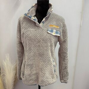 Simply Southern Gray Teddy Jacket with Blue Accents